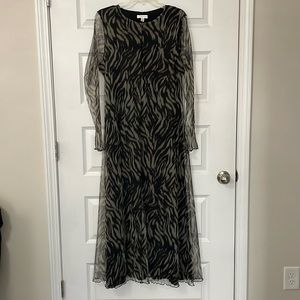Topshop Zebra Print long sleeve mesh dress